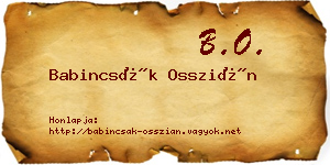 Babincsák Osszián névjegykártya